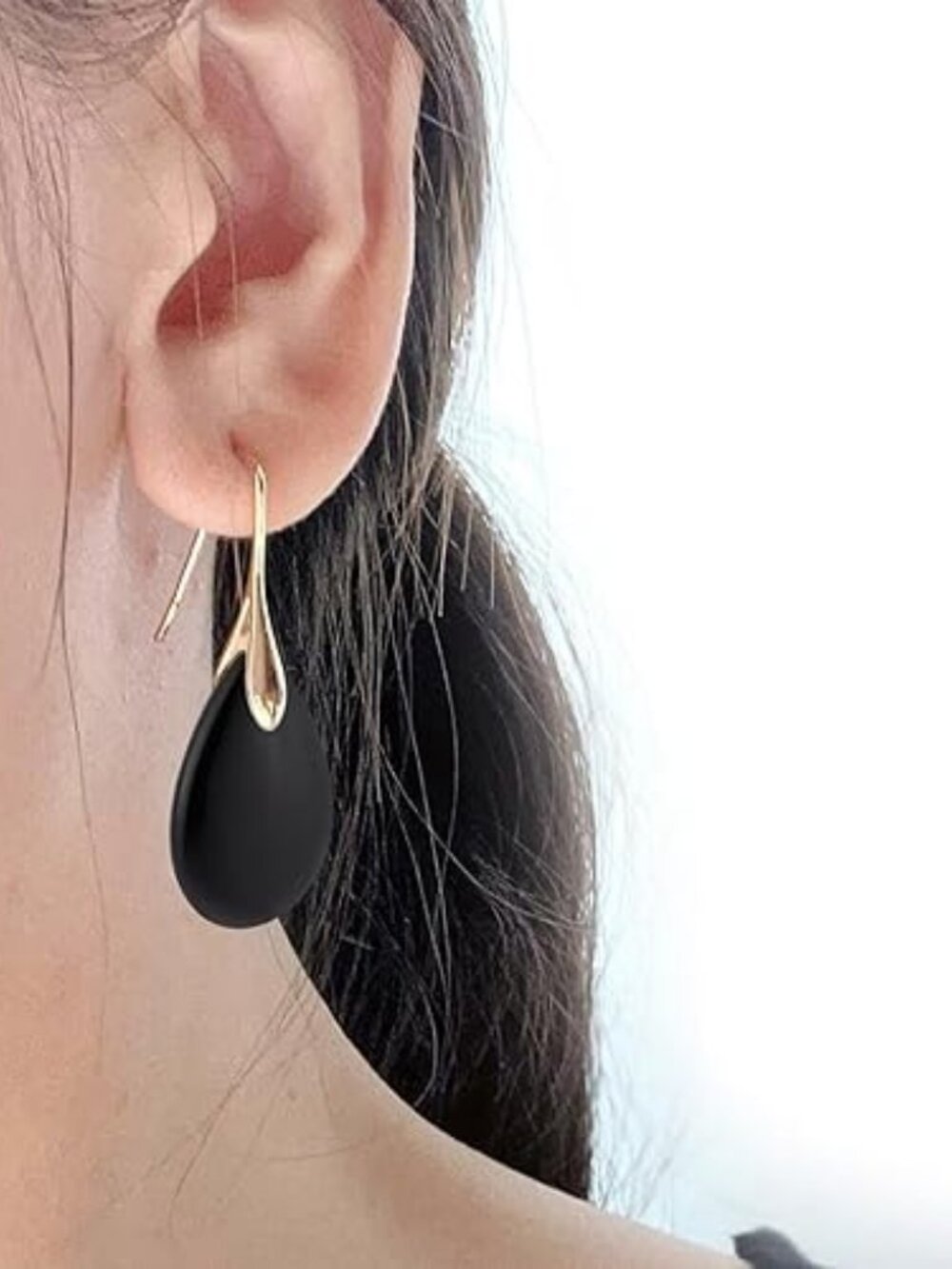 Grey Agate Teardrop Earrings | Natural Stone Drop Dangle Earrings - Picture 2 of 7